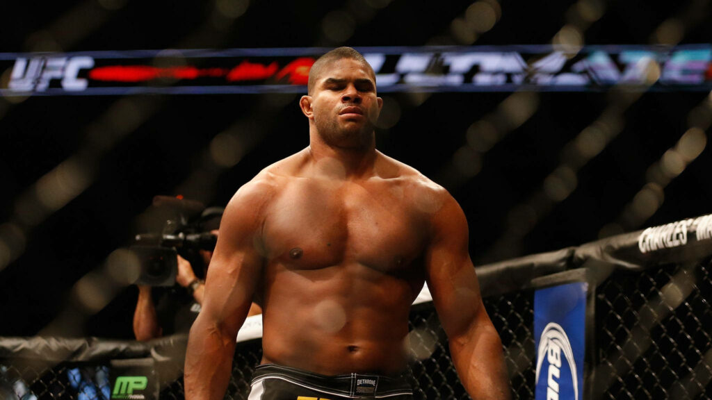Alistair Overeem in UFC octagon showing powerful physique and intense pre-fight focus wallpaper