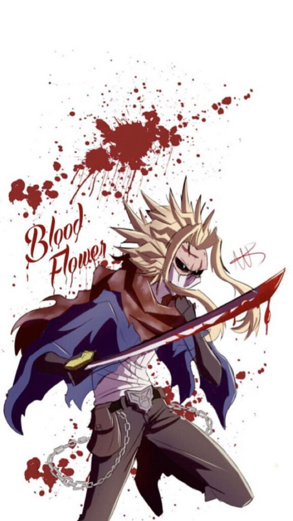 All Might from My Hero Academia fierce pose holding bloody sword intense determination wallpaper