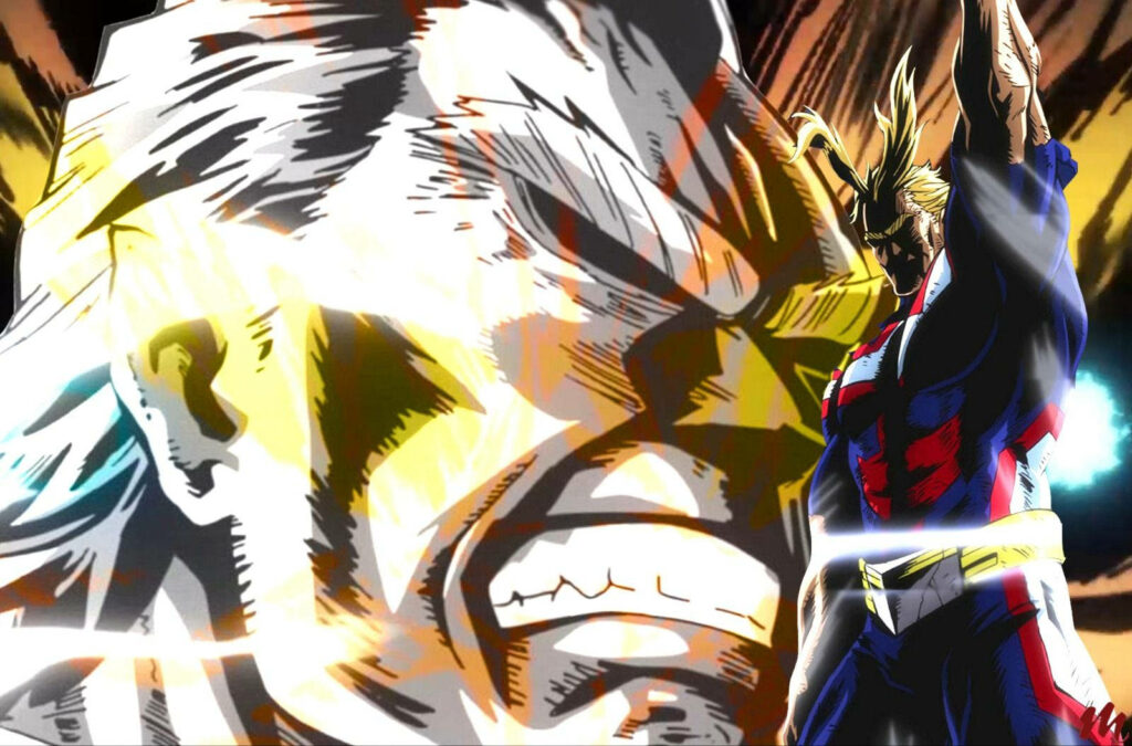 All Might My Hero Academia intense powerful pose dynamic wallpaper background hero energy