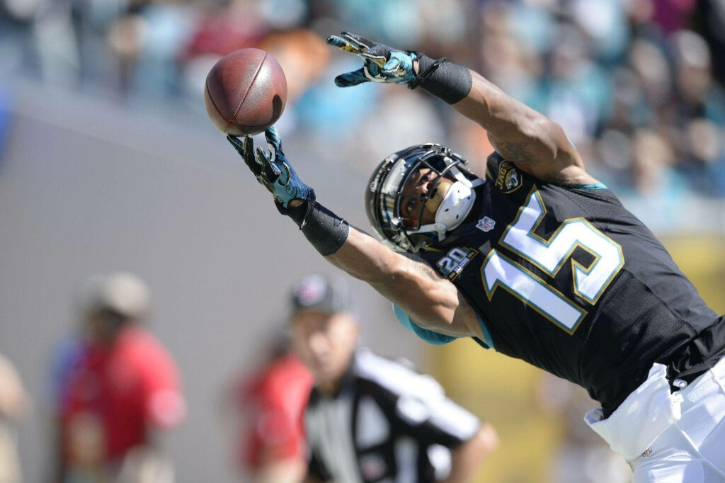 Allen Robinson NFL wide receiver making one handed catch displaying athleticism and focus on field Wallpaper