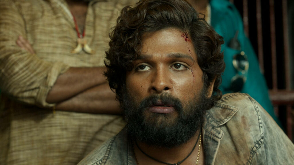 Allu Arjun intense rugged look candid from Pushpa movie striking wallpaper background