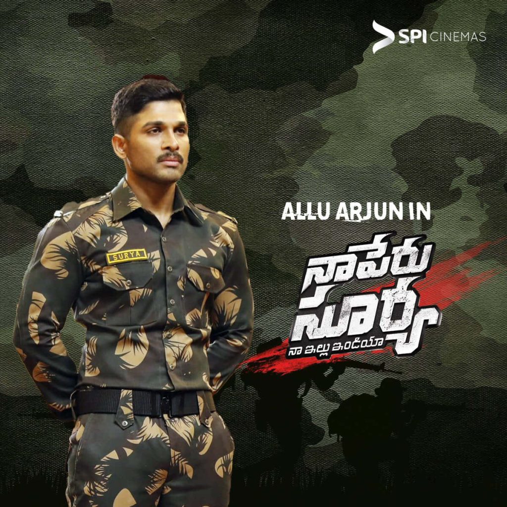 Allu Arjun as Surya in rugged military uniform from Naa Peru Surya Naa Illu India wallpaper