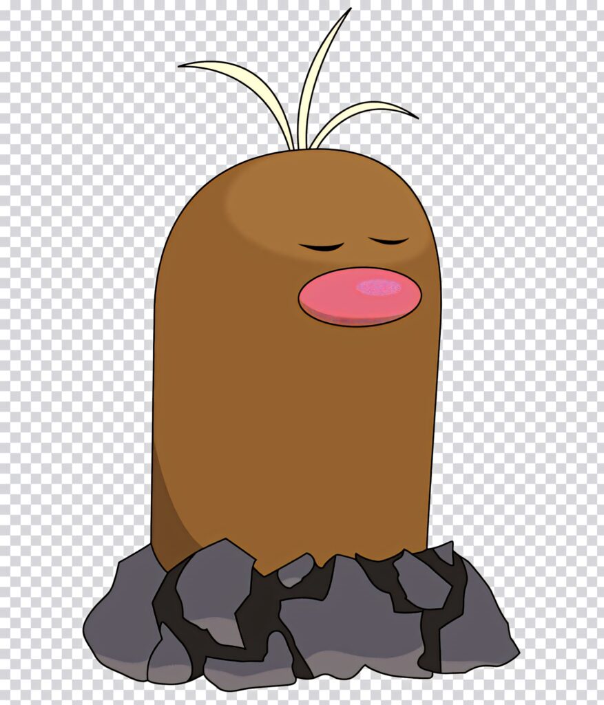 Alola Form Diglett Pokémon with golden hair on cracked rocks minimalist wallpaper background