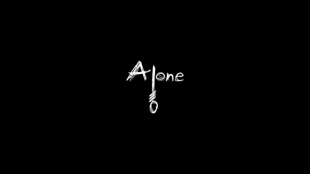 Somber 'Alone' Wallpaper: Hand-Drawn Noose Design on Black Background