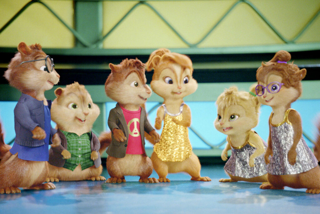 Alvin and the Chipmunks vibrant wallpaper showing colorful outfits and cheerful animated setting