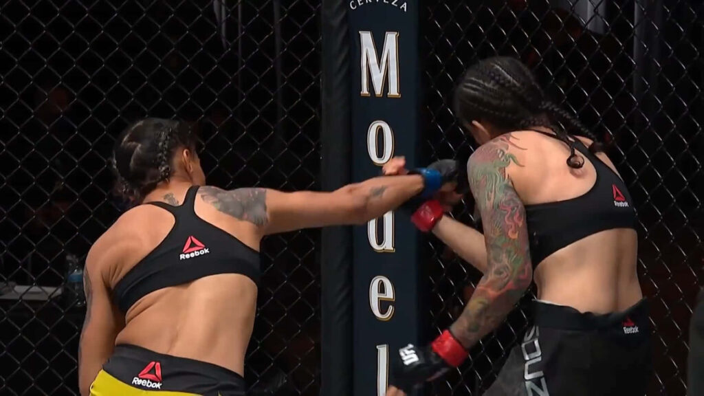 Amanda Lemos UFC fighter delivers powerful punch inside octagon showing strength and focus Wallpaper