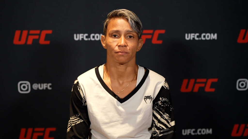 Amanda Lemos UFC fighter confident pose at press event perfect wallpaper for MMA fans