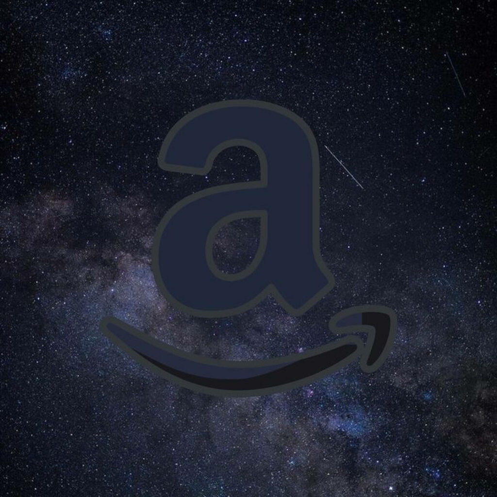 Amazon Galaxy logo wallpaper with star-filled cosmic sky background for desktop use