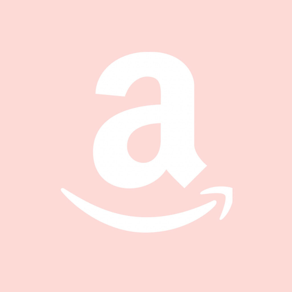 Amazon logo in white on pastel pink background modern charming wallpaper design