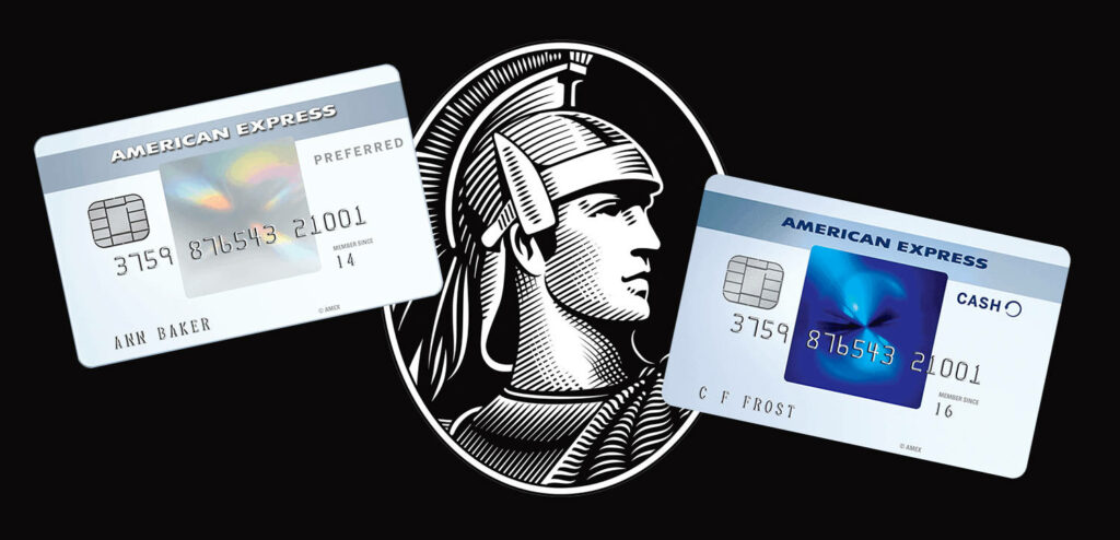 Two American Express beginner credit cards with centurion logo on black background wallpaper