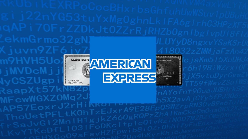American Express logo centered on digital code background symbolizing secure financial data privacy Wallpaper