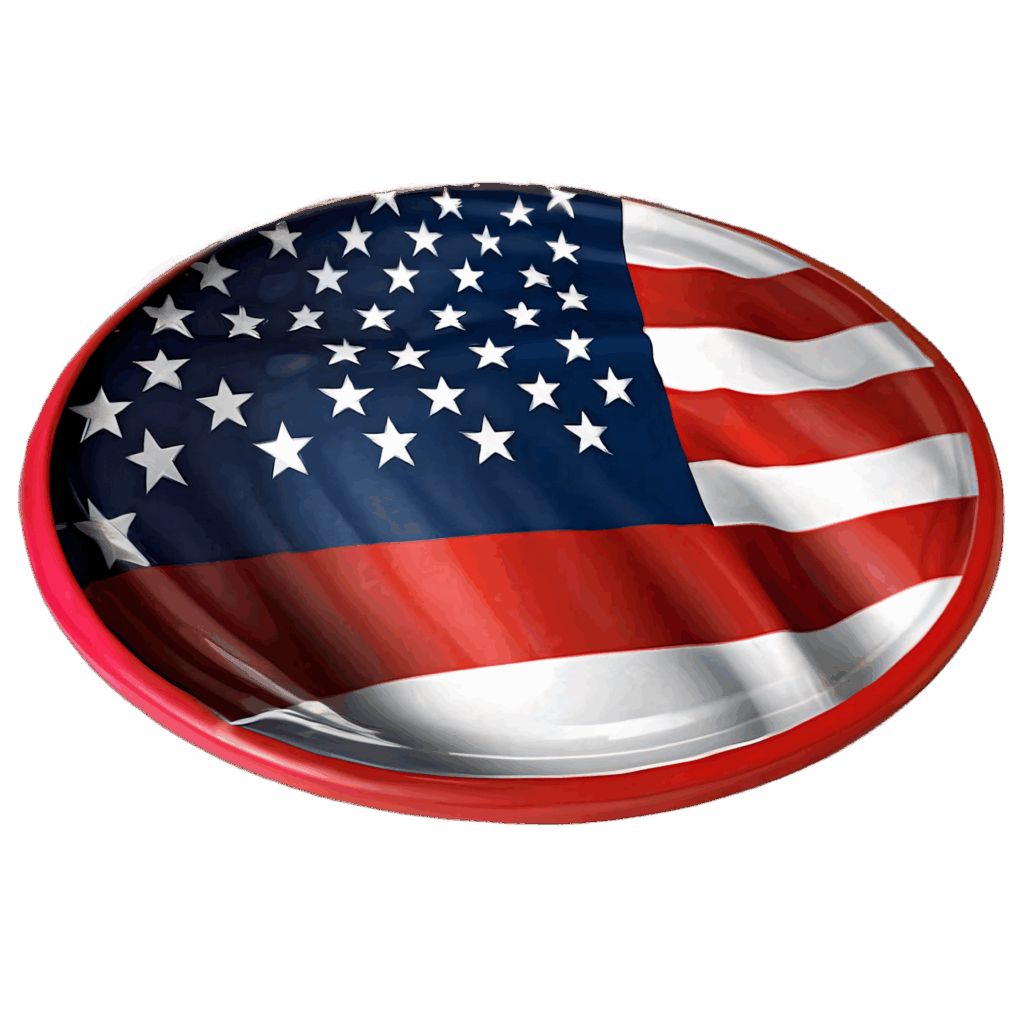 Vibrant American flag frisbee with bold red white blue colors and bright white stars on gradient background Wallpaper