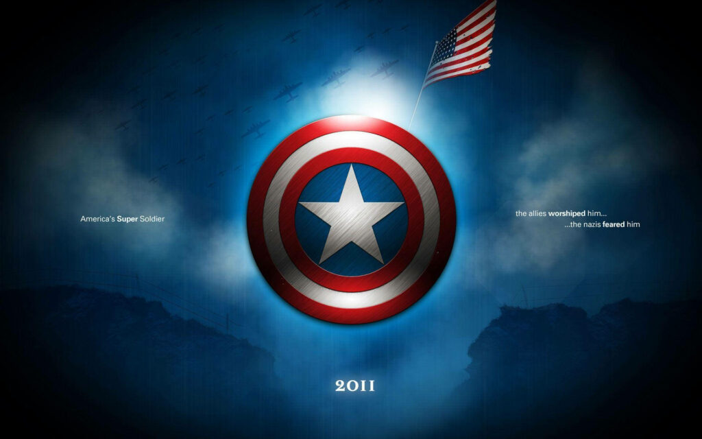 Guardian of Freedom: Captain America's Emblem Shining Amidst Stormy Skies Wallpaper