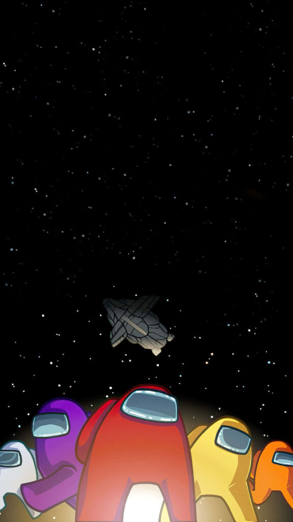 Join the Intergalactic Mystery: Experience Among Us on your Phone! Wallpaper