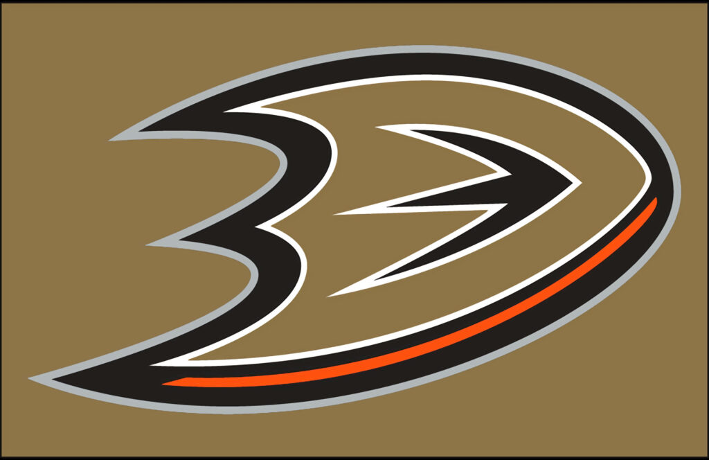 Anaheim Ducks 2013 logo wallpaper on brown background showcasing team colors and style