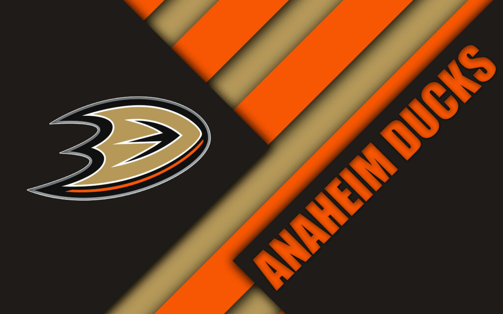 Anaheim Ducks wallpaper with abstract logo and bold orange gold stripes for fans background