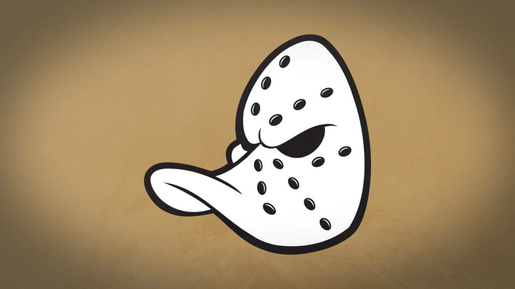 Anaheim Ducks Mighty Head logo on warm brown background classic bold hockey wallpaper