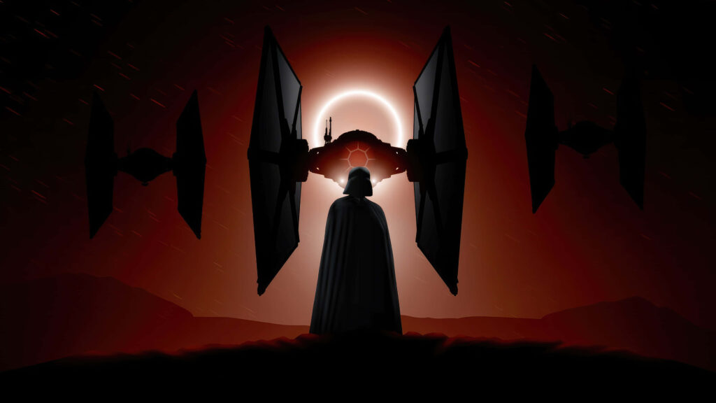 Anakin Skywalker before solar eclipse with TIE Fighters red 4K Star Wars wallpaper background