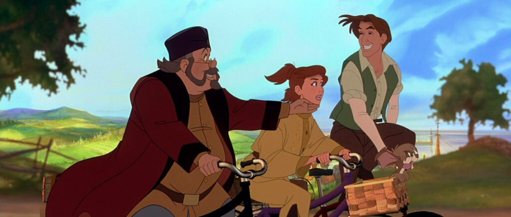Anastasia and friends joyful bike ride vibrant countryside adventure colorful wallpaper background