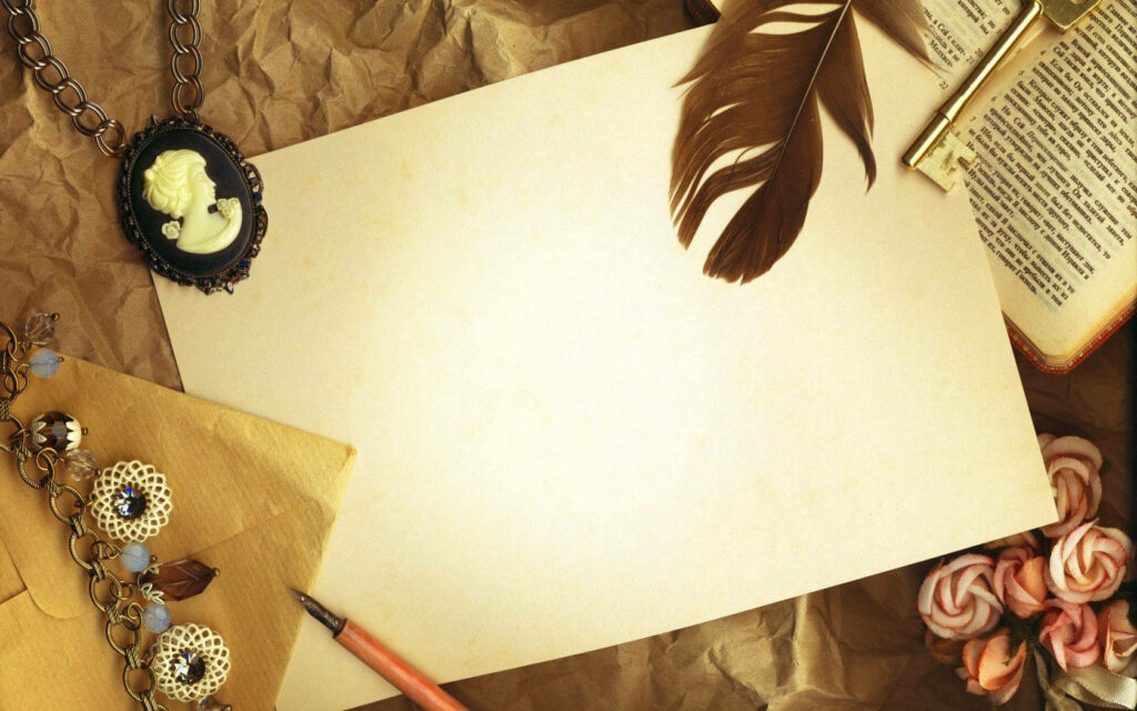 Nostalgic Vintage Paper Decorated with Antique Trinkets Wallpaper