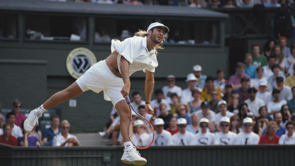 Andre Agassi's 1992 Wimbledon Victory: Athleticism Wallpaper Background
