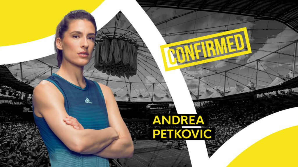 Andrea Petkovic celebrating confirmed participation in Hamburg Open in front of packed stadium Wallpaper