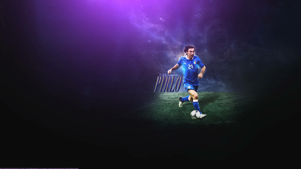 Andrea Pirlo football action purple wallpaper cosmic background dynamic desktop image