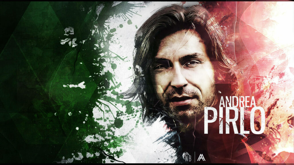 Andrea Pirlo digital wallpaper with Italian flag colors green white and red background design