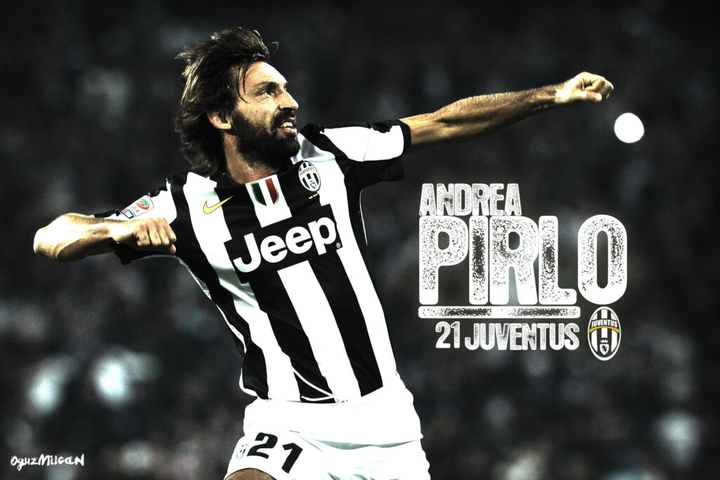 Andrea Pirlo Juventus celebrating passionately World Cup Champion dynamic football wallpaper background
