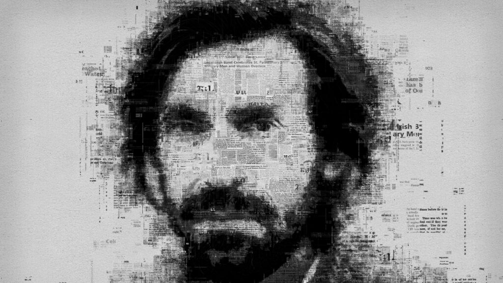 Word cloud portrait of Andrea Pirlo made from football phrases artistic wallpaper background