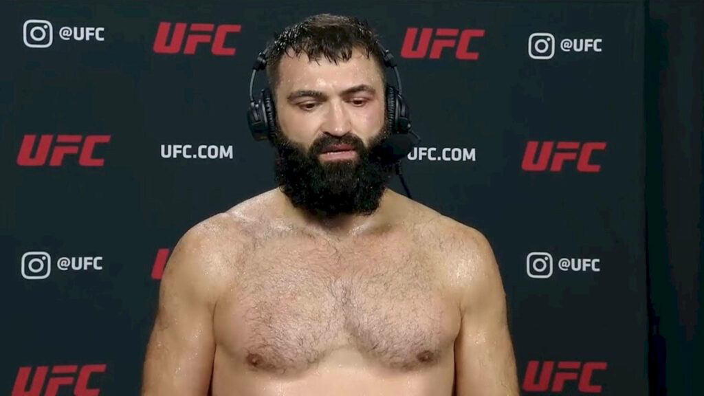 Andrei Arlovski focused post-fight UFC interview wallpaper showcasing Belarusian MMA fighter