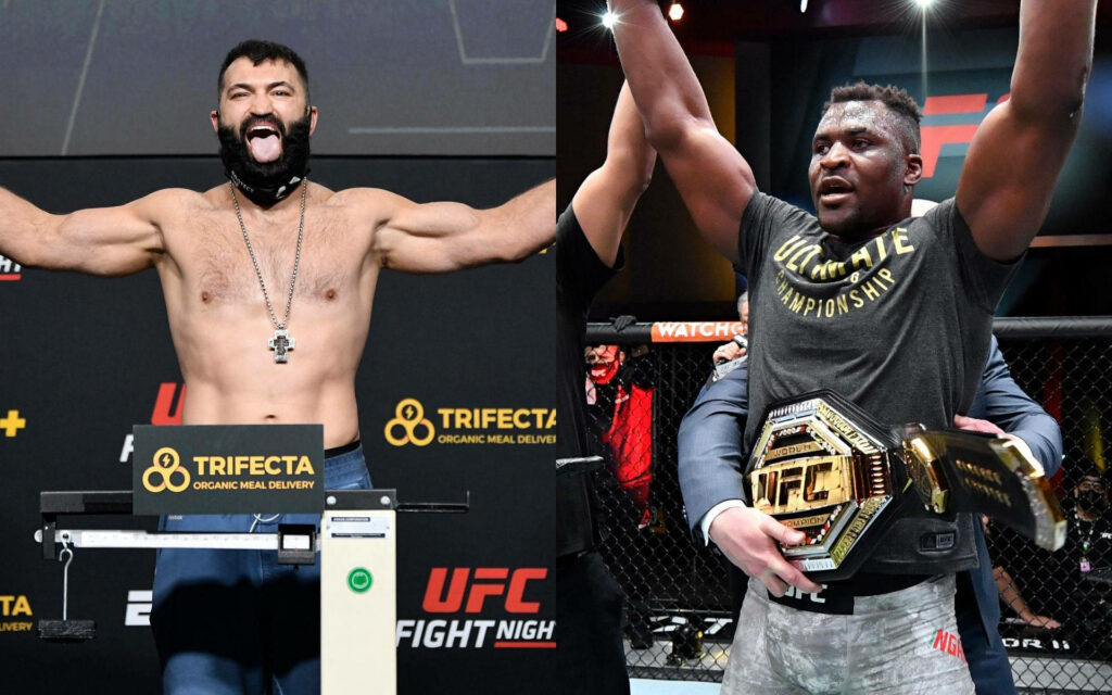Andrei Arlovski and Francis Ngannou MMA wallpaper showcasing top mixed martial artists strength