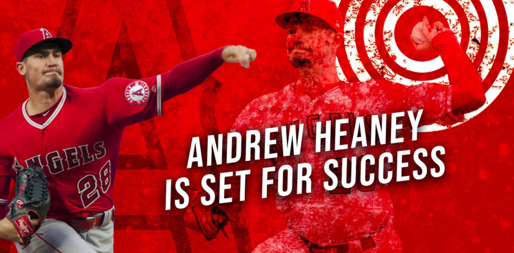 Andrew Heaney pitching on mound showing focus and determination dynamic baseball wallpaper