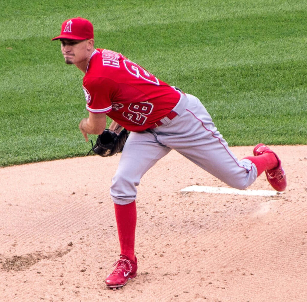 Andrew Heaney pitching on the mound dynamic baseball wallpaper showcasing his pitching form