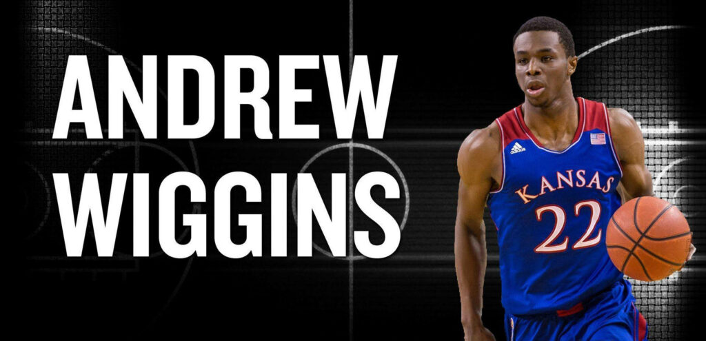 Andrew Wiggins Kansas basketball wallpaper dynamic graphic art with bold dark background and name