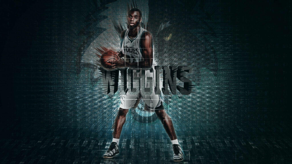Andrew Wiggins holding basketball in vibrant trippy digital art wallpaper with dynamic court effects
