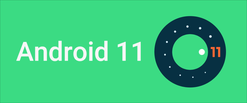 Vibrant Android 11: An Incredible Green Background Showcasing the Logo Wallpaper
