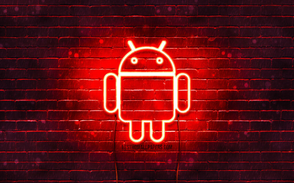 Android Cyborg: Vibrant Robotic Artistry on Brick Wallpaper