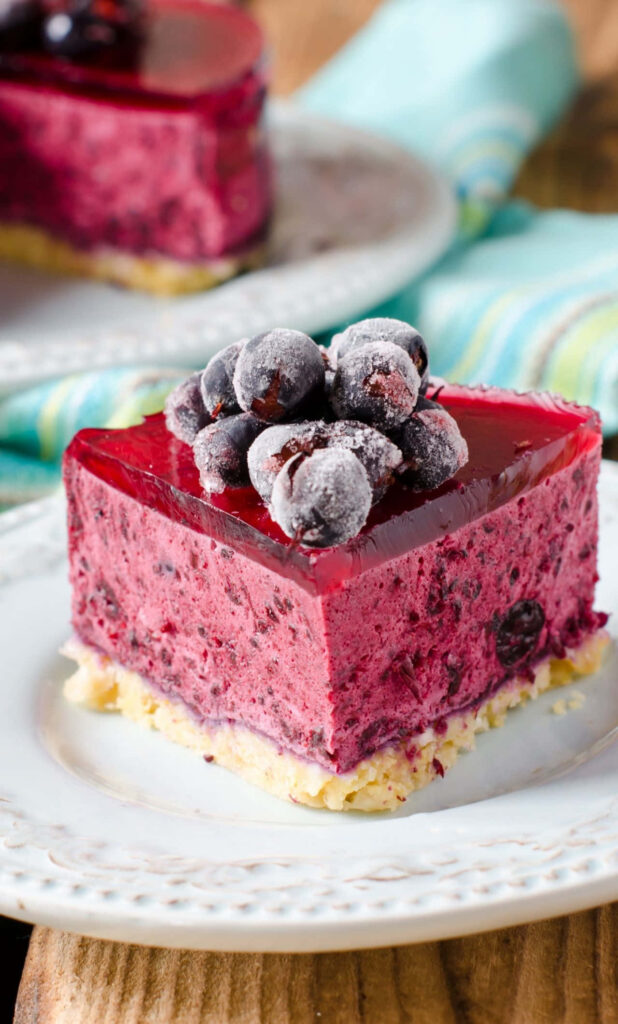 Delectable No-Bake Blueberry Cheesecake on Desserts Background Wallpaper