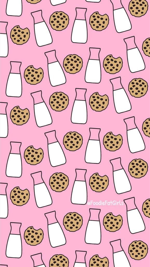 Whimsical Cookie and Milk Patterned Background Wallpaper