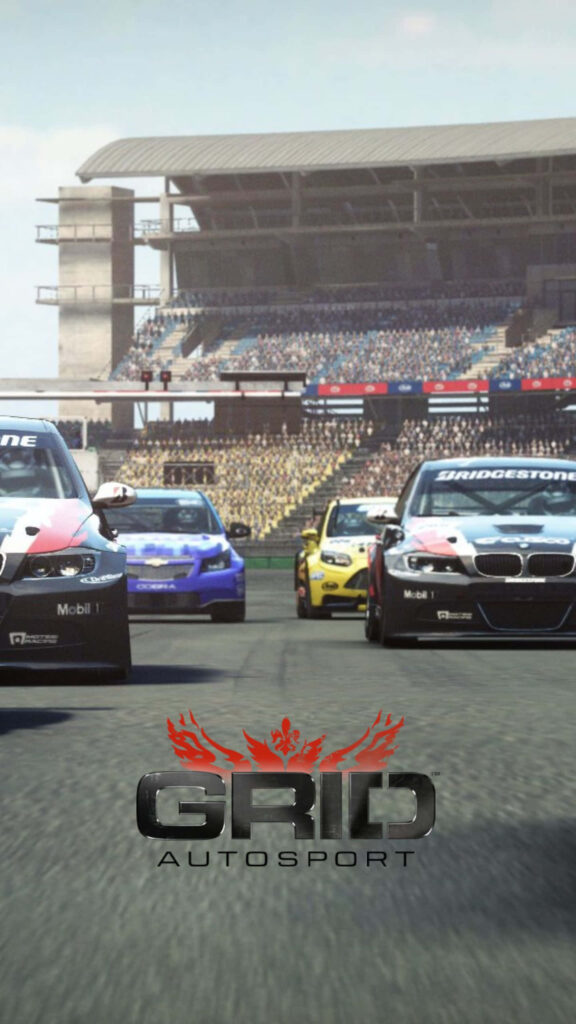 Grid Autosport Wallpaper: Intense Race Cars Competing on Track with Spectators - Racing Game Scene