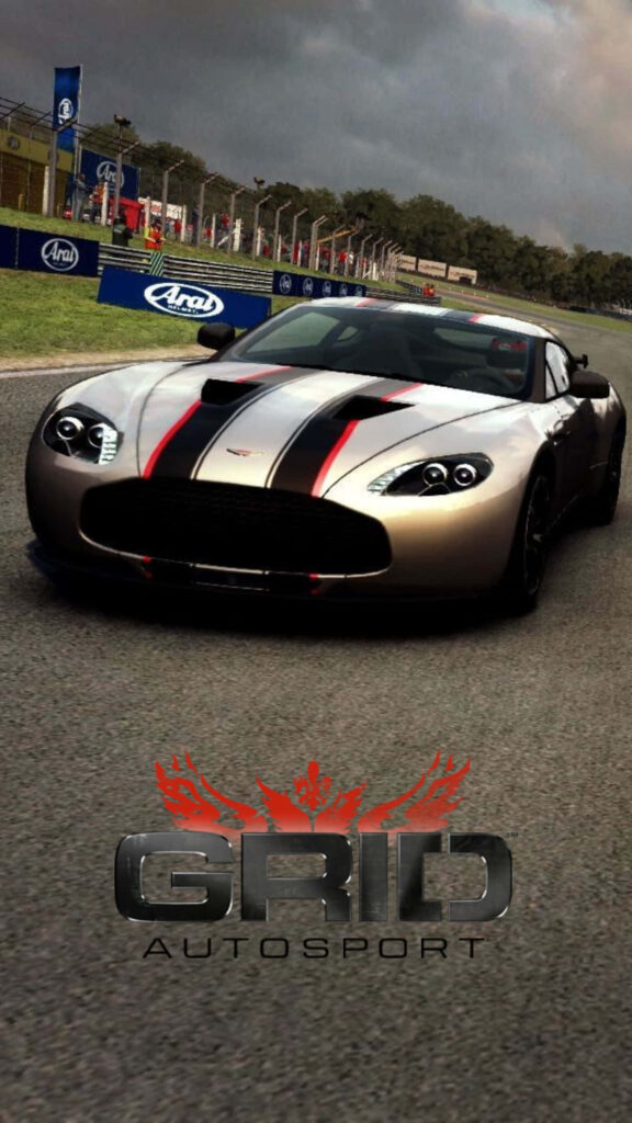 Grid Autosport Aston Martin Racing Wallpaper - Dynamic Racing Circuit and Stormy Sky - Promotional Image