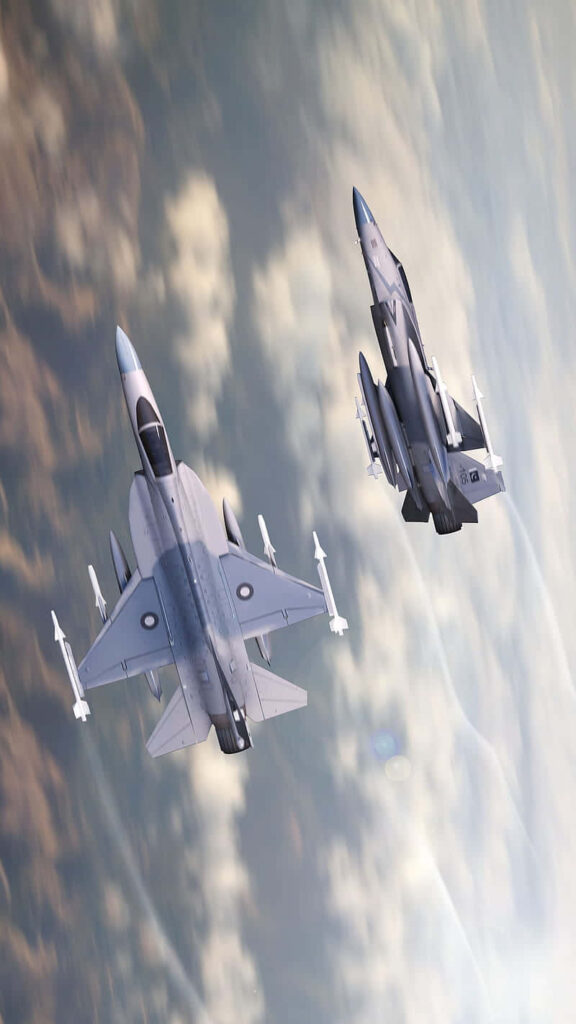 High-Speed Air Supremacy: JF-17 Thunder Fighters Soar Above the Horizon with Thrilling Jet Background Wallpaper