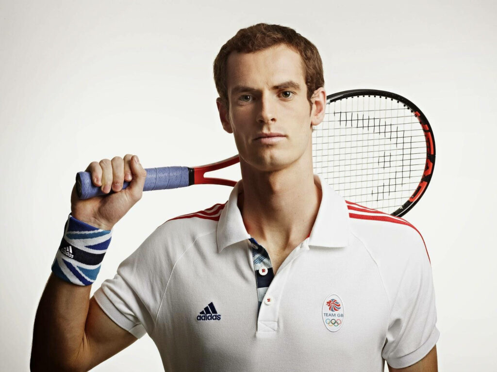 Andy Murray Team GB tennis player profile with racket over shoulder wallpaper background