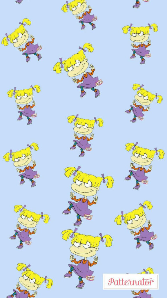 Angelica Pickles Rugrats wallpaper with playful mischievous expressions on light blue background