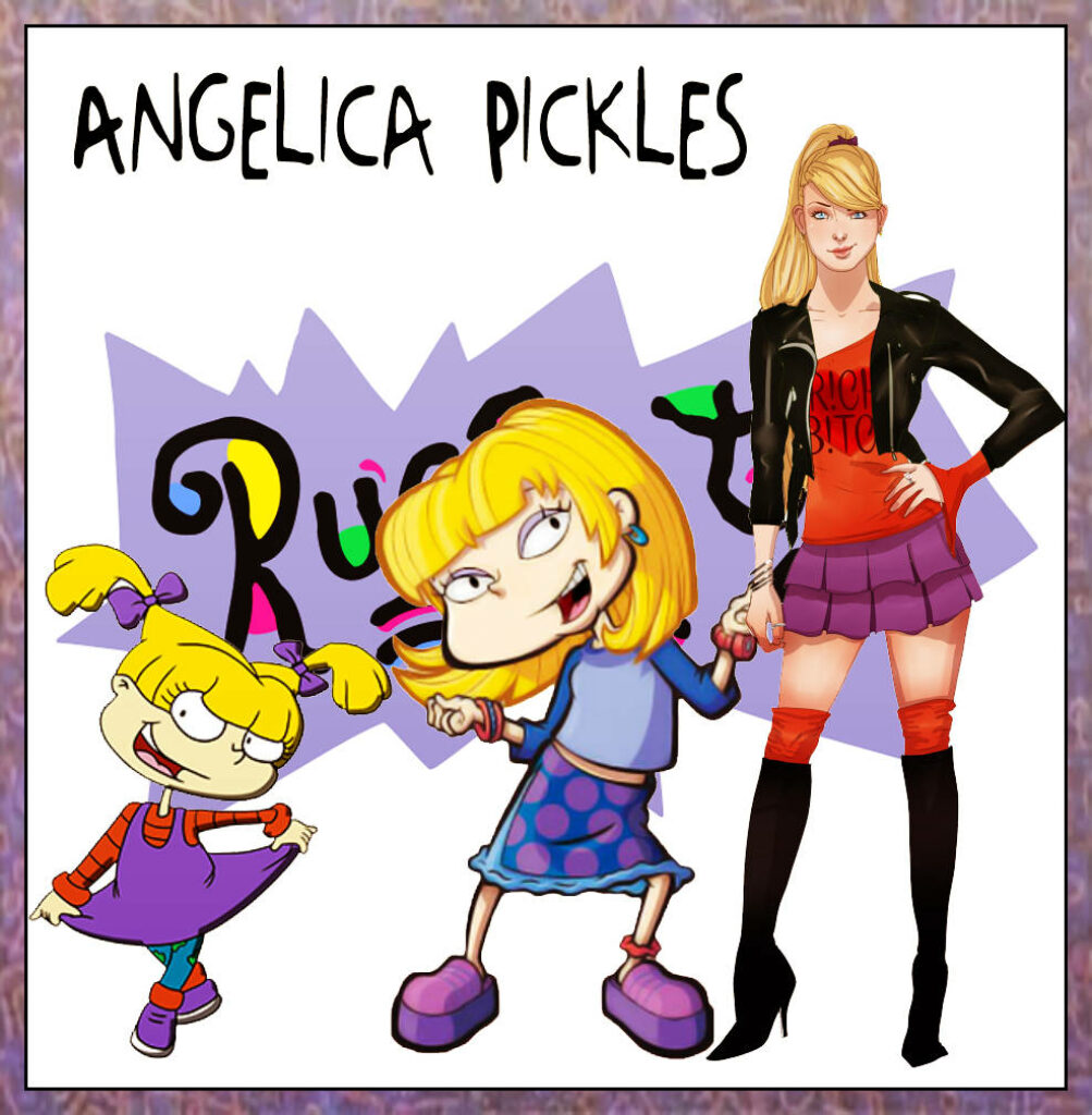 Young and Grown Up Angelica Pickles Rugrats wallpaper showing her child to stylish adult transformation