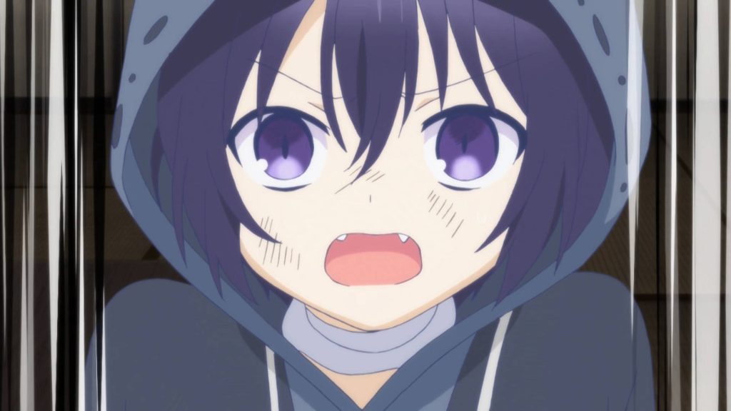 Close-up of angry Asahi Kobe with purple eyes in dark hoodie from Happy Sugar Life anime wallpaper