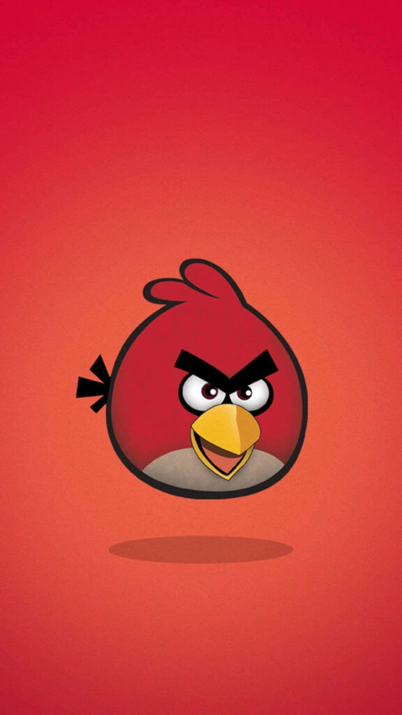 Angry Bird Red character illustration with bold expression on warm red gradient wallpaper background