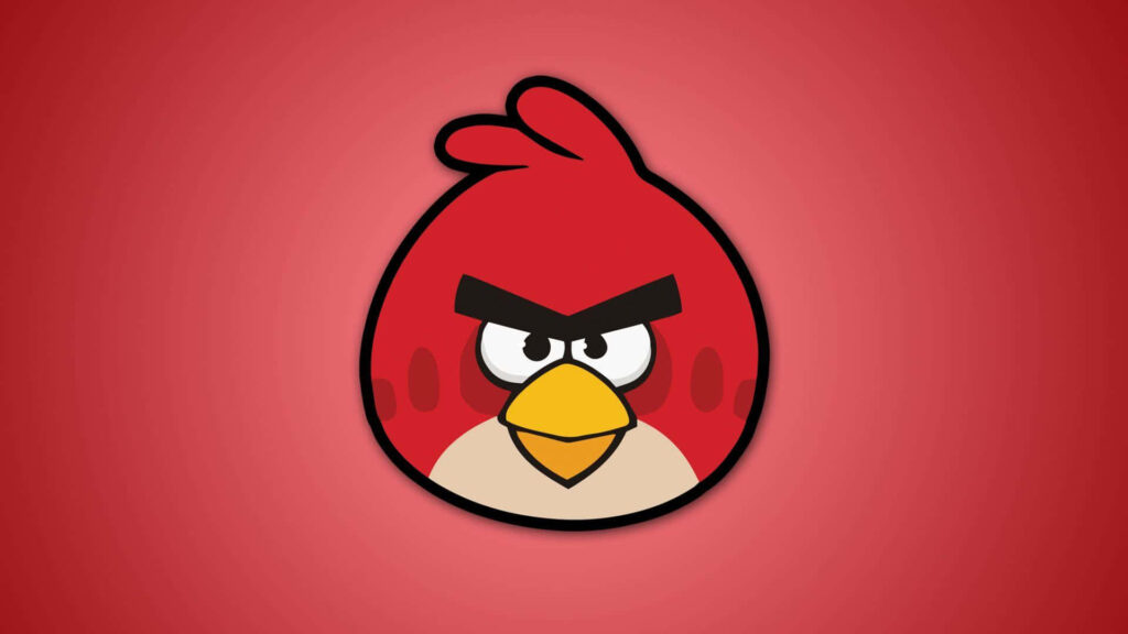 Angry Birds Red character wallpaper with fierce expression on bold red gradient background
