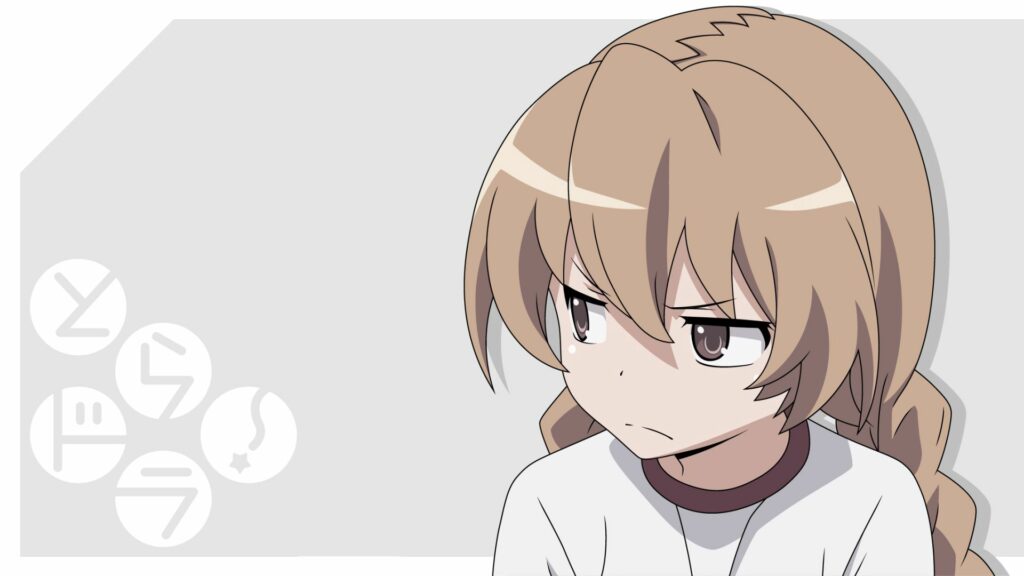 Angry Braided Hairstyle Anime Girl Wallpaper - Minimalist Design